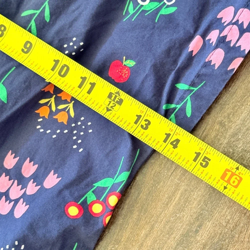 Hanna Andersson Girls Floral Fruit Print Drop Waist Dress, Navy Multi,8